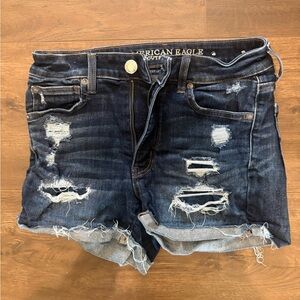 American Eagle Outfitters Dark Blue Ripped Jean Shorts